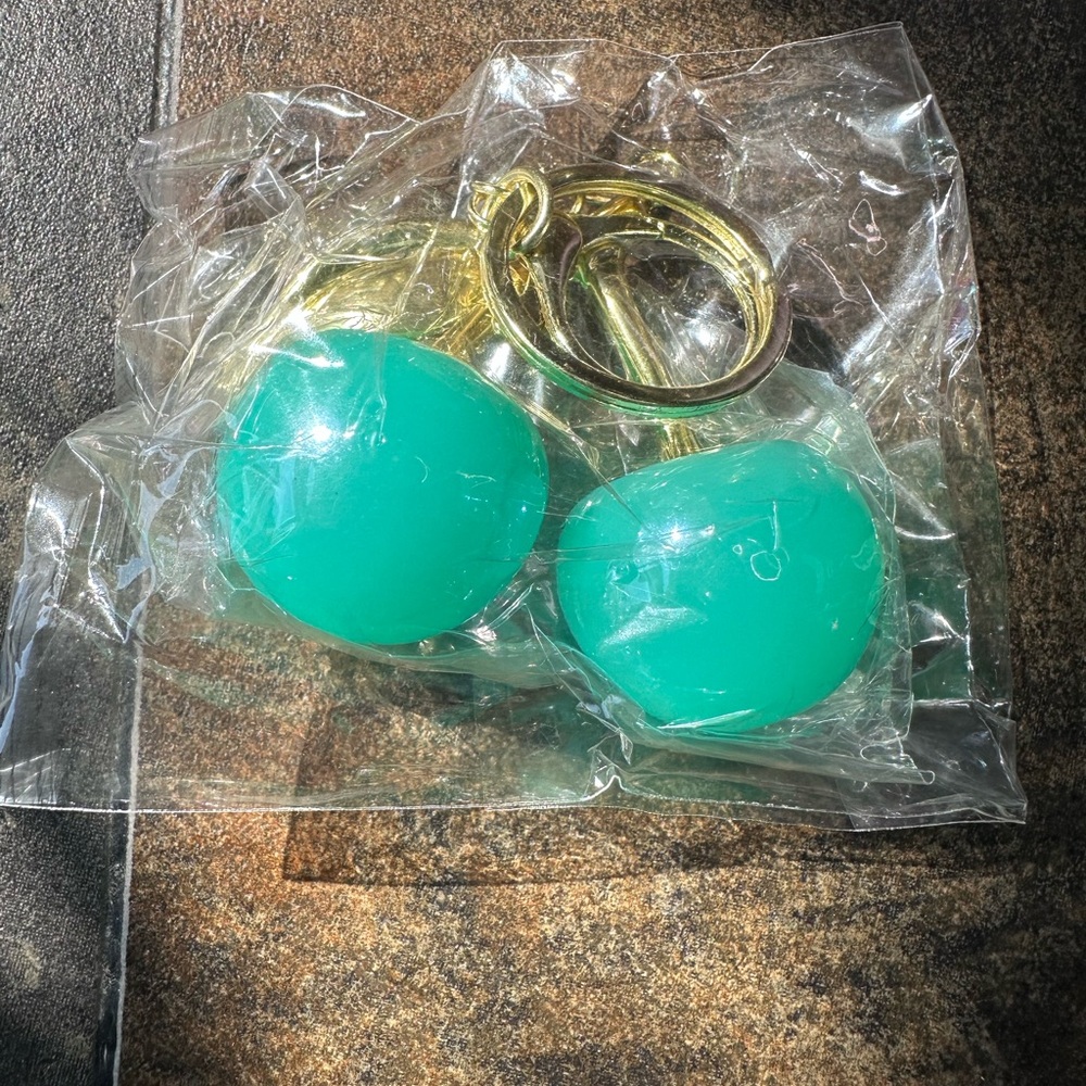 Gold and green cherry Keychain bag charm large nip